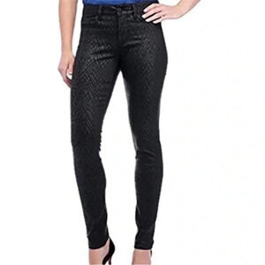 NYDJ Jeans Chevron Black Coated Geometric Print Alina Legging Slim Plus Sz 18W